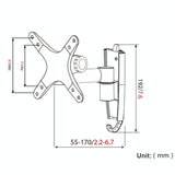Quick Release Wall Mount for Computer Monitor - Silver Gray - Top-Down View
