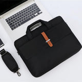 13-13.3 Inch Multifunctional Laptop Bag - Durable Shoulder & Handheld Design - Black - Front View