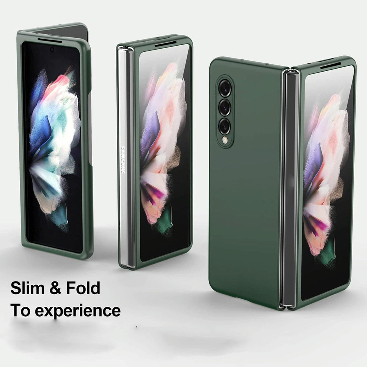 For Samsung Galaxy Z Fold4 5G Foldable Metal-Look Phone Case - Black