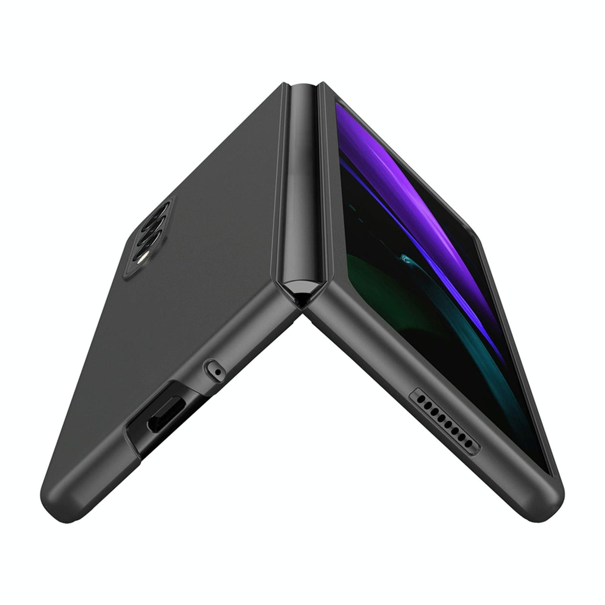 For Samsung Galaxy Z Fold4 5G Foldable Metal-Look Phone Case - Black