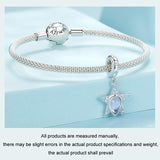 925 Sterling Silver Blue Star Beaded Bracelet - 45-Degree Angle