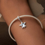 925 Sterling Silver Blue Star Beaded Bracelet - Rear View