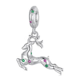 925 Sterling Silver Christmas Elk Pendant Beads - Front View