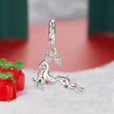 925 Sterling Silver Christmas Elk Pendant Beads - Top-Down View