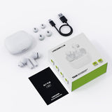 Wireless Active Noise-cancelling Earbuds - White - Top-Down View
