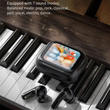 Wireless Bluetooth Earphones with Touch Screen & Noise Reduction - Black - 45-Degree Angle