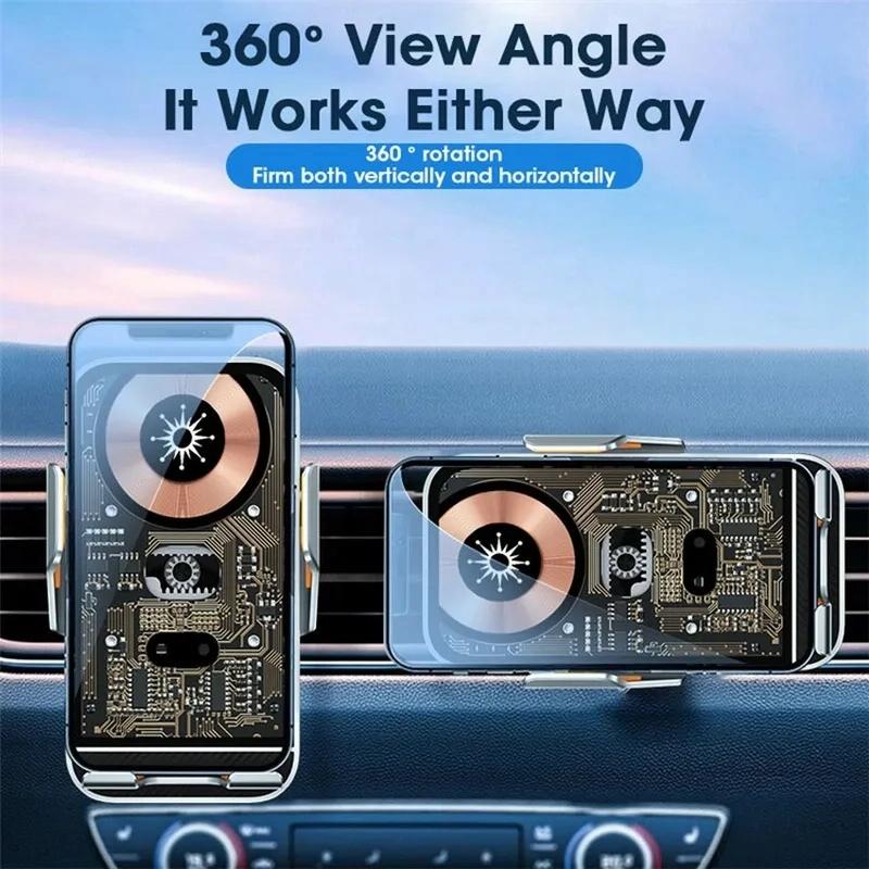 15w Fast Wireless Charger with Infrared Sensor for C10 Car Navigation - Transparent Stand - Gray