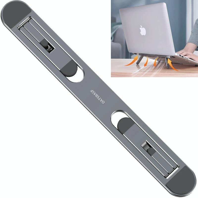 Foldable Laptop Stand with Fan and Heater - Portable and Adjustable - Silver