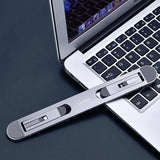 Foldable Laptop Stand with Fan and Heater - Portable and Adjustable - Silver - Low Angle