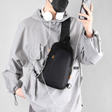 Waterproof Sports Chest Bag One Shoulder Diagonal Bag Black - 45-Degree Angle