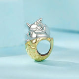 925 Sterling Silver Gold Plated Dragon Egg Beads - Top-Down View