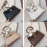 Versatile Rhombic Chain Crossbody Bag For Women - White - Side View