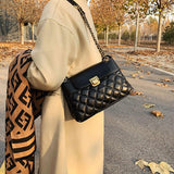 Versatile Rhombic Chain Crossbody Bag For Women - White