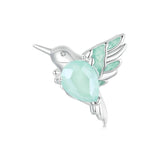 925 Sterling Silver Platinum Plated Hummingbird Flower Diy Beads - Front View