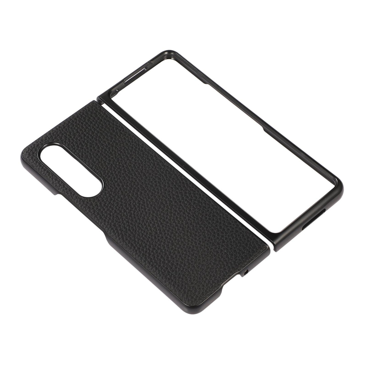 For Samsung Galaxy Z Fold4 5G Litchi Texture Case - Two Tone - Black