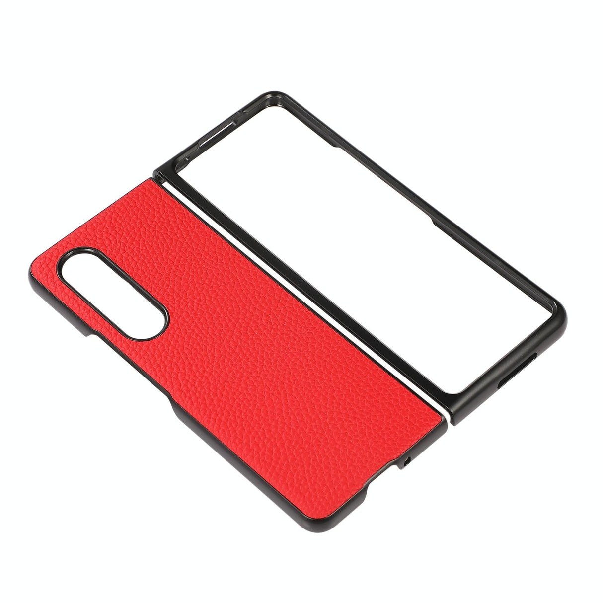 For Samsung Galaxy Z Fold4 5G Litchi Texture Case - Two Tone - Black