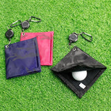 Easy Draw Golf Ball Wipe Cloth - Retractable String - Blue - Rear View