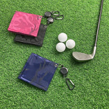 Easy Draw Golf Ball Wipe Cloth - Retractable String - Blue - Close-Up Angle
