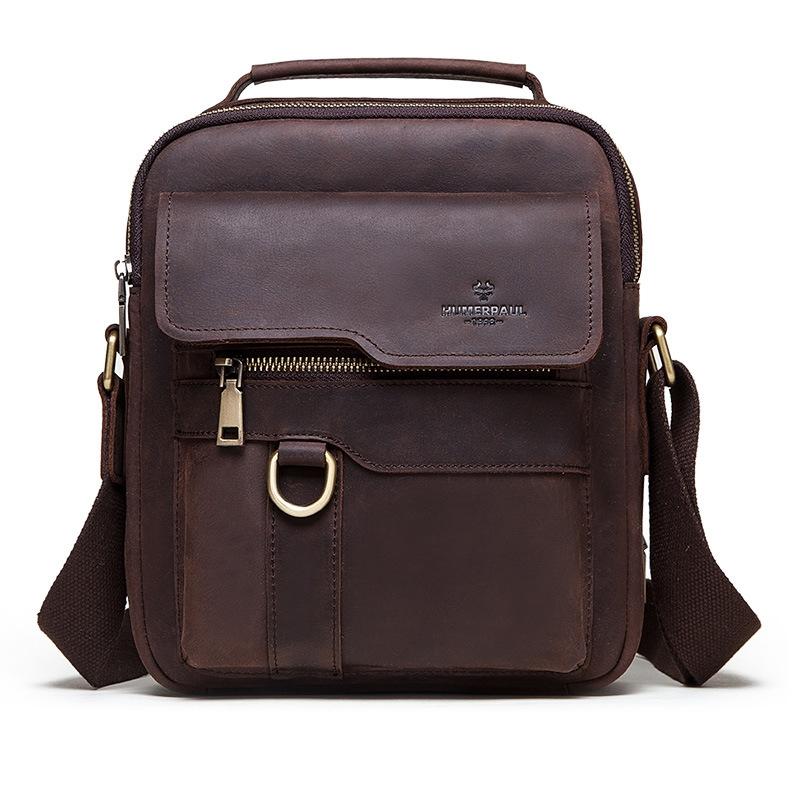 Brown Leather Cross Body Shoulder Bag For Men
