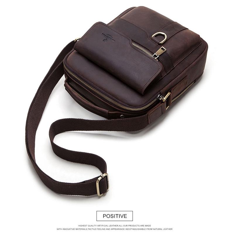 Brown Leather Cross Body Shoulder Bag For Men