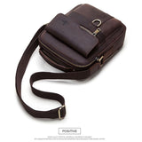 Brown Leather Cross Body Shoulder Bag For Men - Side View