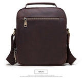 Brown Leather Cross Body Shoulder Bag For Men - Top-Down View