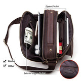 Brown Leather Cross Body Shoulder Bag For Men - Low Angle