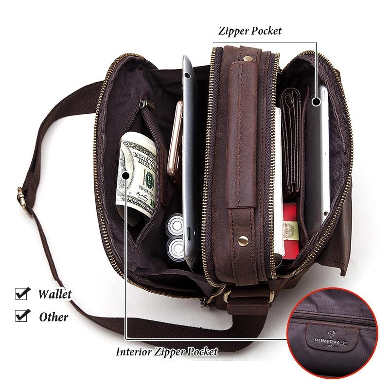 Brown Leather Cross Body Shoulder Bag For Men