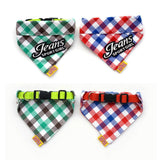 Pure Cotton Plaid Dog Scarf Small And Medium-Sized Dog Saliva Towel - Size S 20-30Cm - Red - 45-Degree Angle