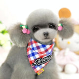 Pure Cotton Plaid Dog Scarf Small And Medium-Sized Dog Saliva Towel - Size S 20-30Cm - Red - Rear View