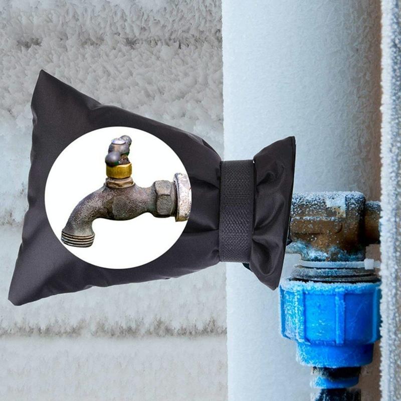 Outdoor Faucet Frost Protection Cover - Oxford Cloth Hook and Loop Fastener Black