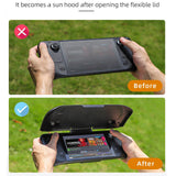 3-in-1 Gaming Console Protector with Sun Hood and Kickstand - Low Angle