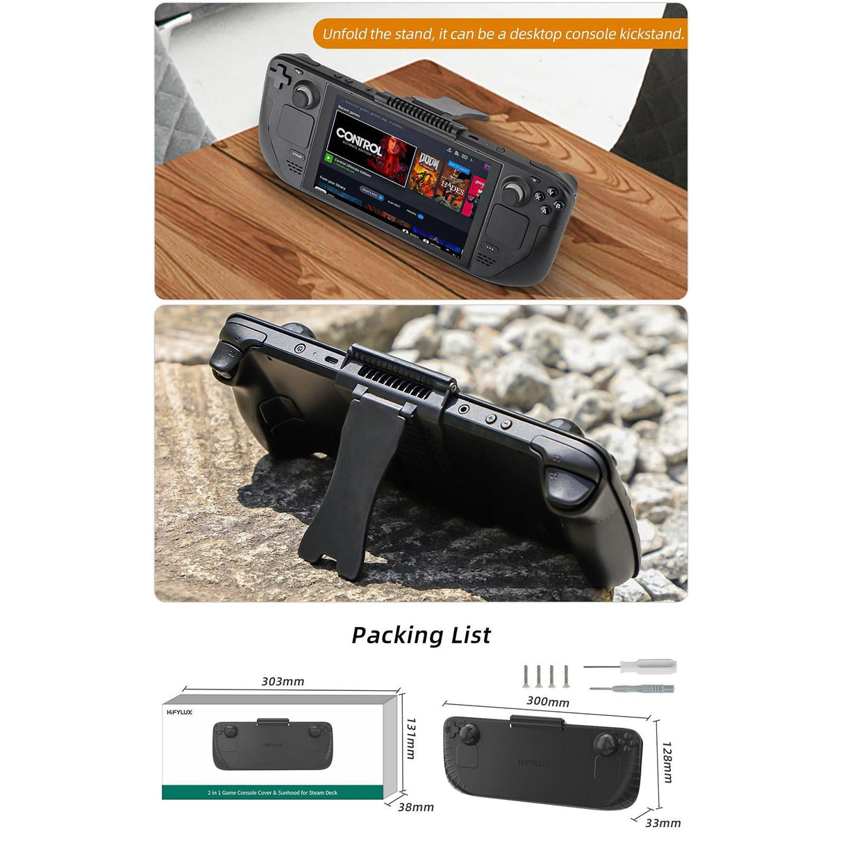 3-in-1 Gaming Console Protector with Sun Hood and Kickstand