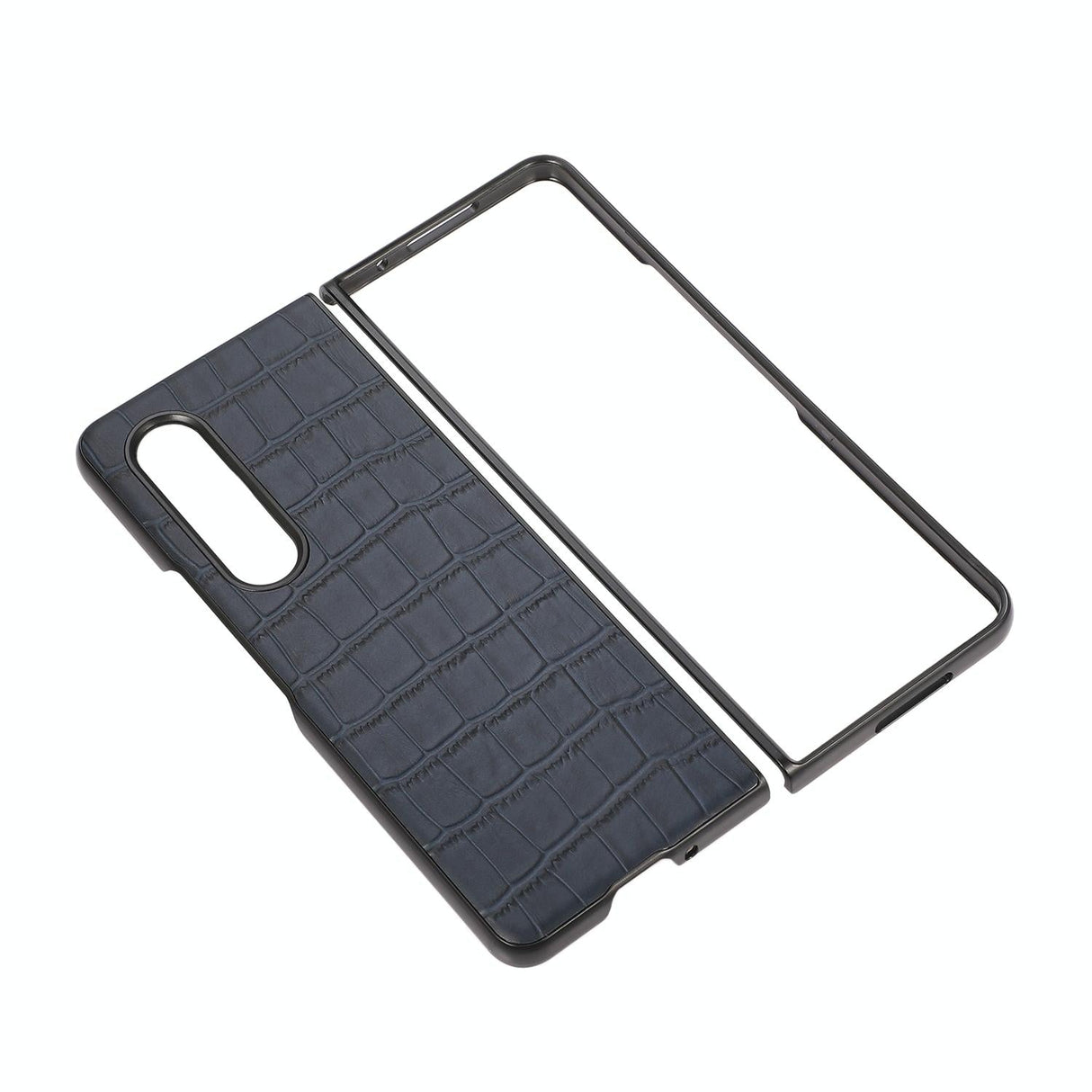 For Samsung Galaxy Z Fold4 5G Genuine Leather Crocodile Texture Phone Case - Black