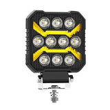 4 Inch Square Mixed Luminous Arch Bridge Angel Eye Car Work Light - Front View