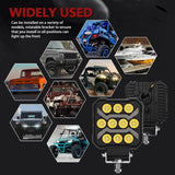 4 Inch Square Mixed Luminous Arch Bridge Angel Eye Car Work Light - Top-Down View