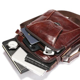 Large Capacity Retro Cowhide Shoulder Bag Brown