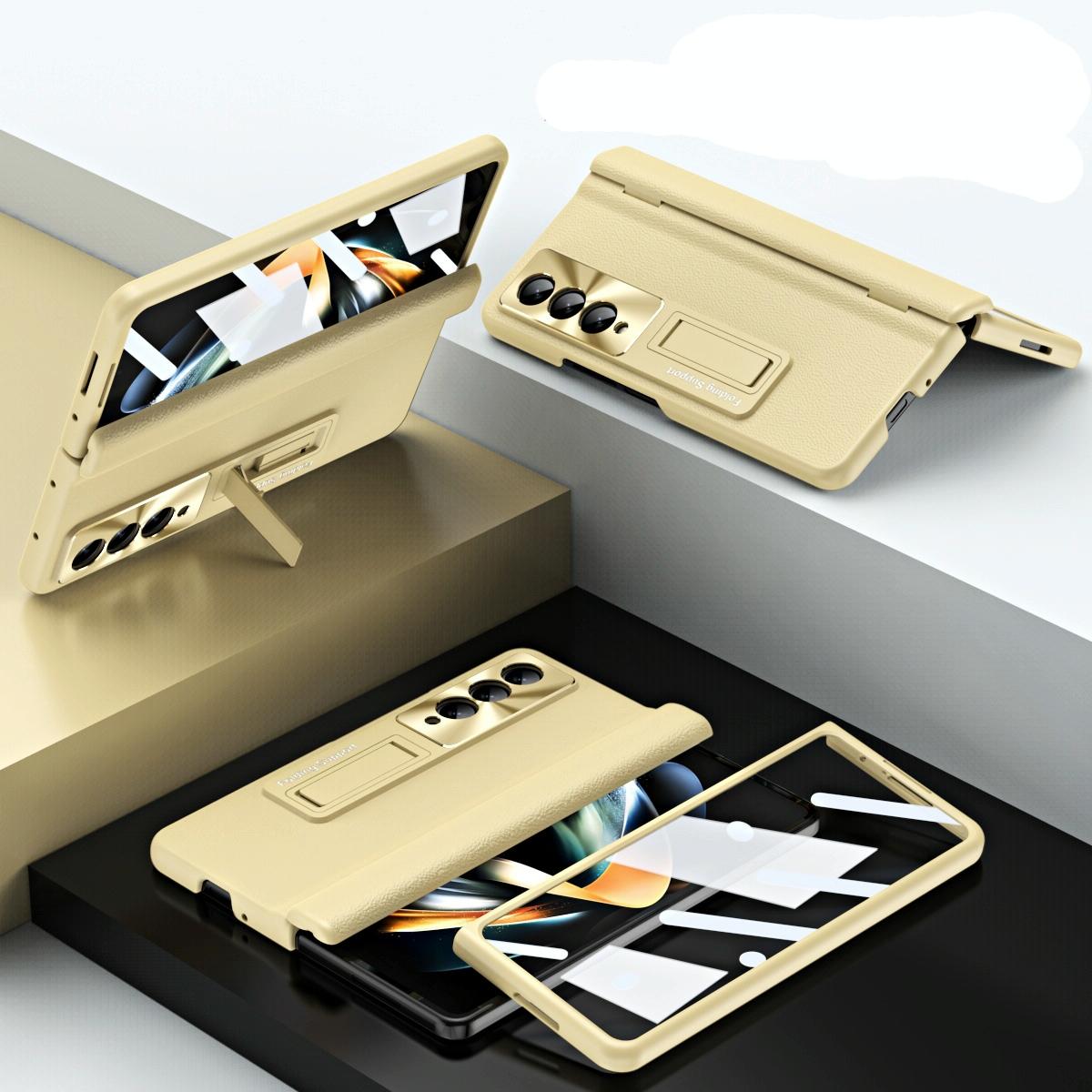 For Samsung Galaxy Z Fold4 5G Foldable Full Body Case - 360 Degree Folding - Coffee