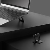Portable Laptop Base for Improved Heat Dissipation - Black Foot Pad - Side View