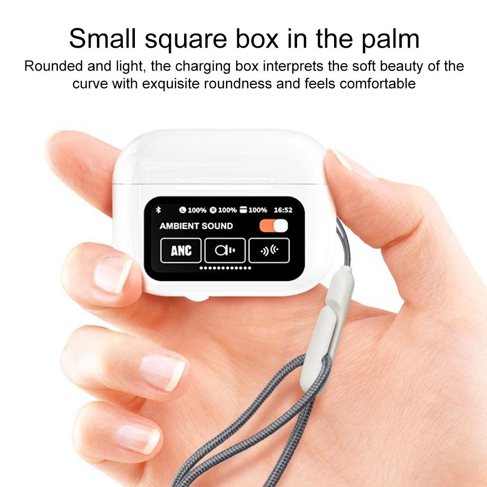 Wireless Bluetooth Earphone with Touch Screen & Noise Reduction - White