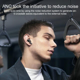 Wireless Bluetooth Earphone with Touch Screen & Noise Reduction - White - 45-Degree Angle