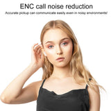 Wireless Bluetooth Earphone with Touch Screen & Noise Reduction - White - Rear View