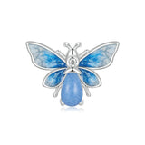 925 Sterling Silver Blue Luminous Zircon Bee Silicone Diy Beads - Front View