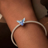 925 Sterling Silver Blue Luminous Zircon Bee Silicone Diy Beads - Rear View