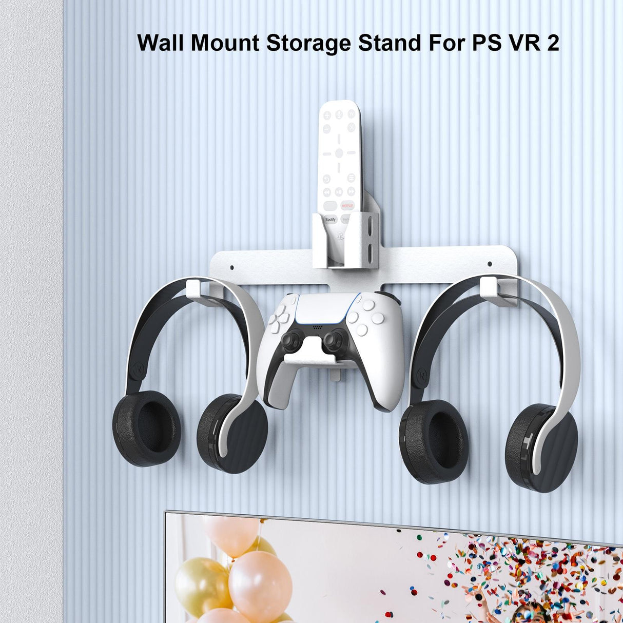Wall Storage Bracket for Ps5 Vr2 Helmet / Headset / Handle / Remote Control - White