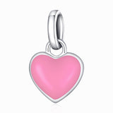 925 Sterling Silver Heart Pendant For Diy Bracelets & Necklaces - Blue - Front View
