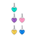 925 Sterling Silver Heart Pendant For Diy Bracelets & Necklaces - Blue - Side View
