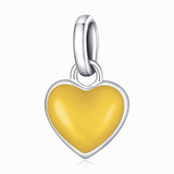 925 Sterling Silver Heart Pendant For Diy Bracelets & Necklaces - Blue - Close-Up Angle