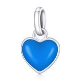 925 Sterling Silver Heart Pendant For Diy Bracelets & Necklaces - Blue - Extra Image