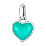 925 Sterling Silver Heart Pendant For Diy Bracelets & Necklaces - Blue - Extra Image